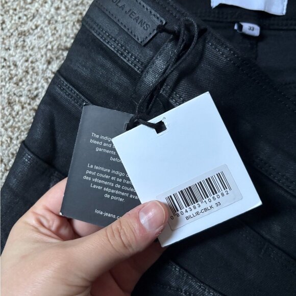 NEW Lola Denim-Billie High-Rise Bootcut Coated Black Stretch Premium Jeans 33 - Picture 12 of 13